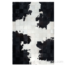 Tapete de tapete de retalhos de couro preto e branco por atacado